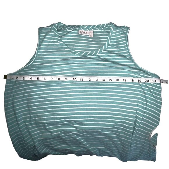 Striped Green & White Tank Top By LOGO By Lori Goldstein Size L - Picture 4 of 7